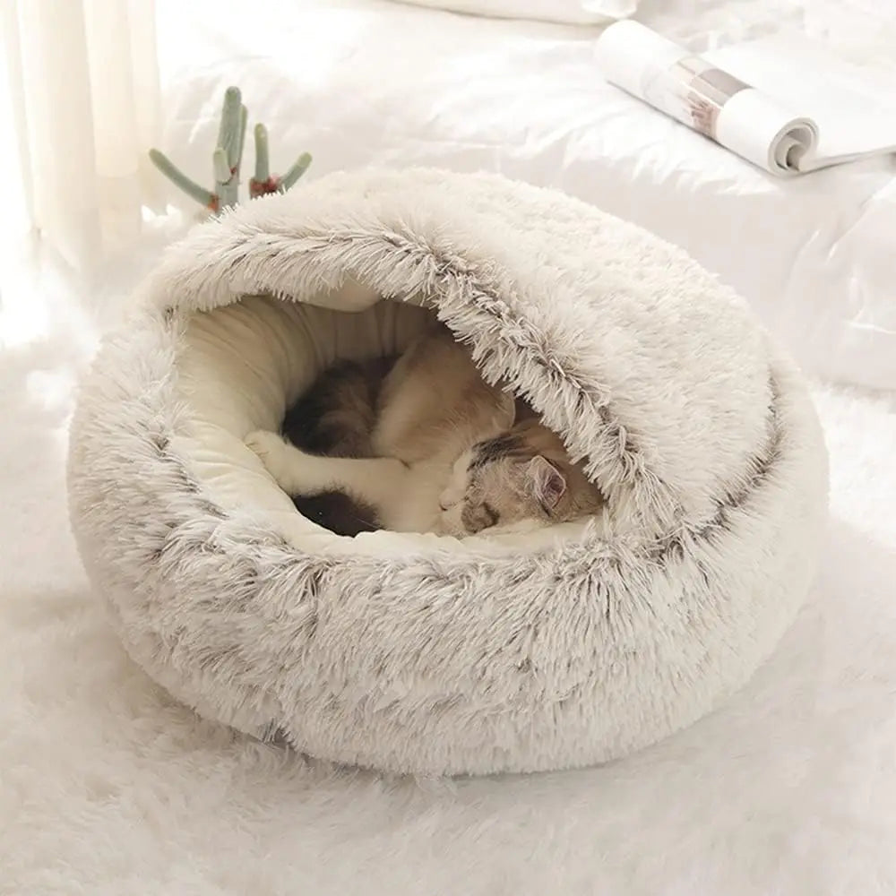 🐾 2-in-1 Plüsch Haustierbett für Hunde & Katzen – Warm, Weich & Waschbar