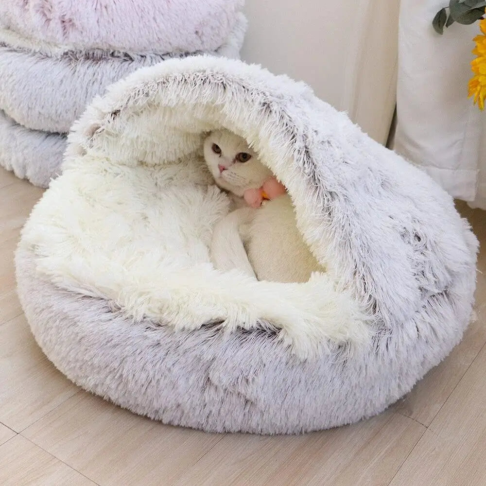 🐾 2-in-1 Plüsch Haustierbett für Hunde & Katzen – Warm, Weich & Waschbar