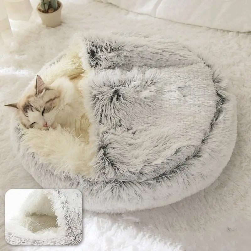 🐾 2-in-1 Plüsch Haustierbett für Hunde & Katzen – Warm, Weich & Waschbar