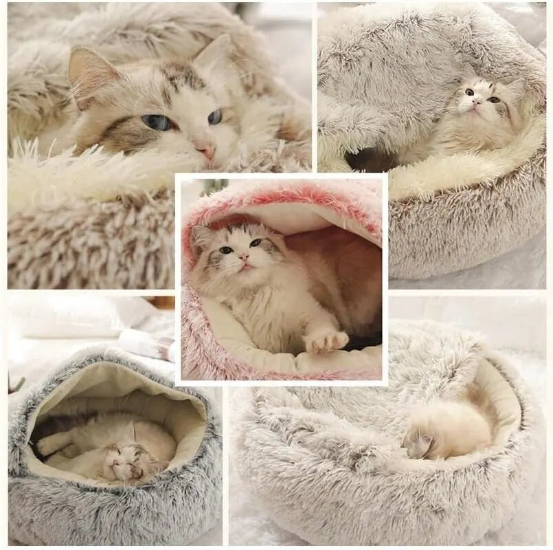 🐾 2-in-1 Plüsch Haustierbett für Hunde & Katzen – Warm, Weich & Waschbar