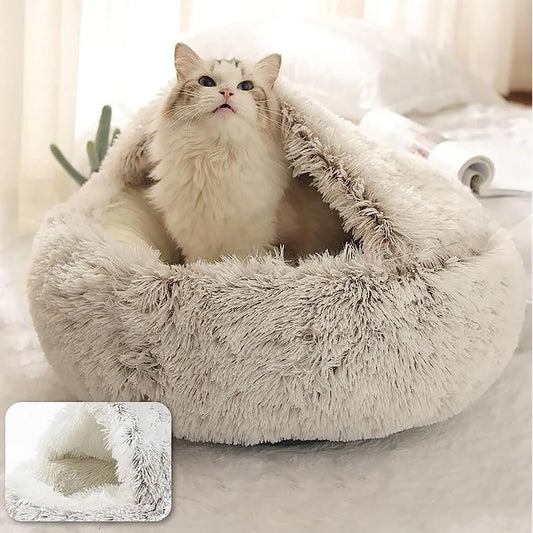 🐾 2-in-1 Plüsch Haustierbett für Hunde & Katzen – Warm, Weich & Waschbar
